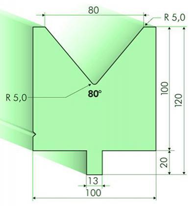 Matrices 80°, H=100mm