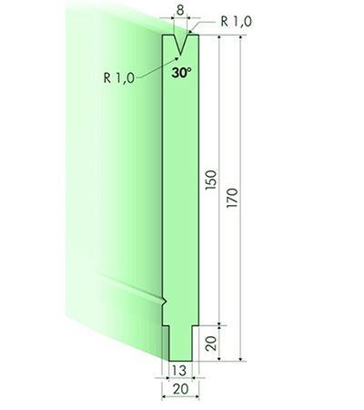 Matrices 30°, H=150mm