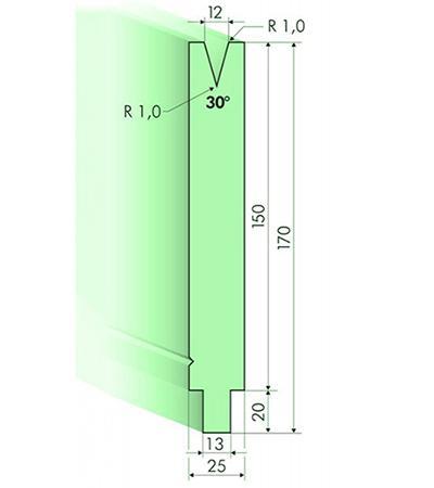 Matrices 30°, H=150mm