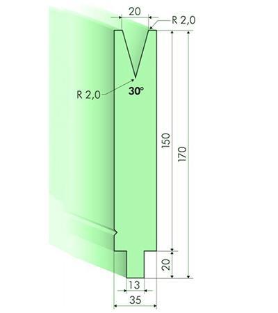 Matrices 30°, H=150mm