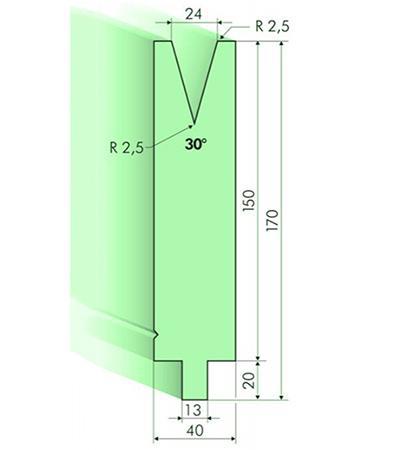 Matrices 30°, H=150mm