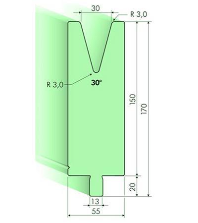 Matrices 30°, H=150mm