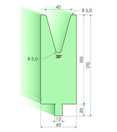 Matrices 30°, H=150mm