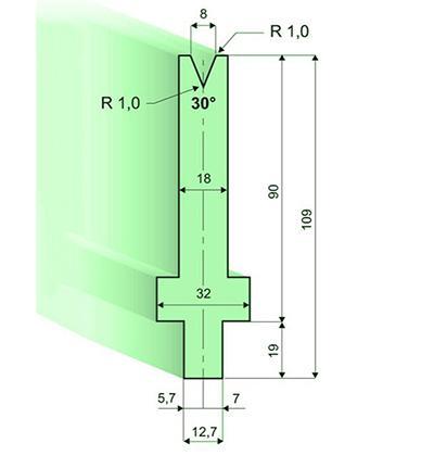 Matrices 30°, H=90mm