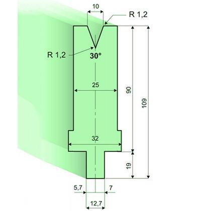 Matrices 30°, H=90mm