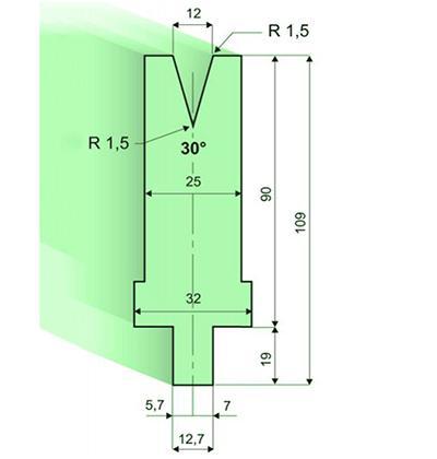 Matrices 30°, H=90mm