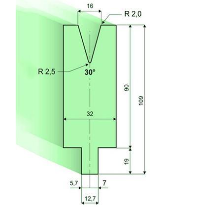 Matrices 30°, H=90mm
