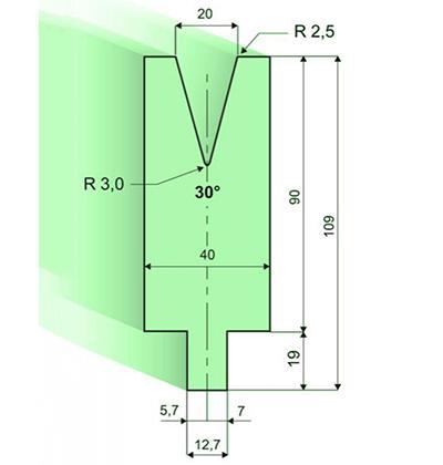 Matrices 30°, H=90mm