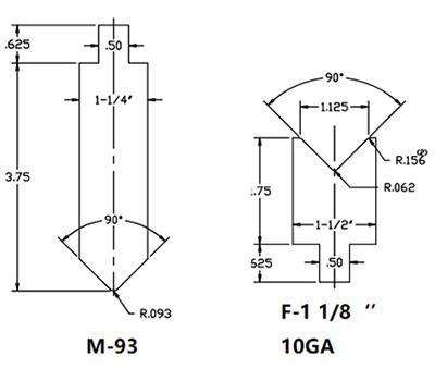 Set de punzón y matriz a 90°